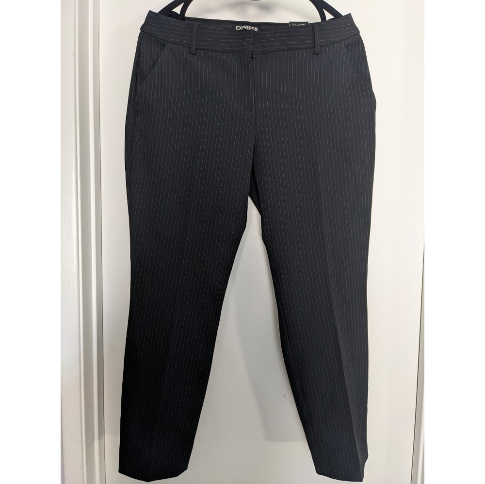 Express Mid Rise Pinstripe Columnist Ankle Pant, Petite 8